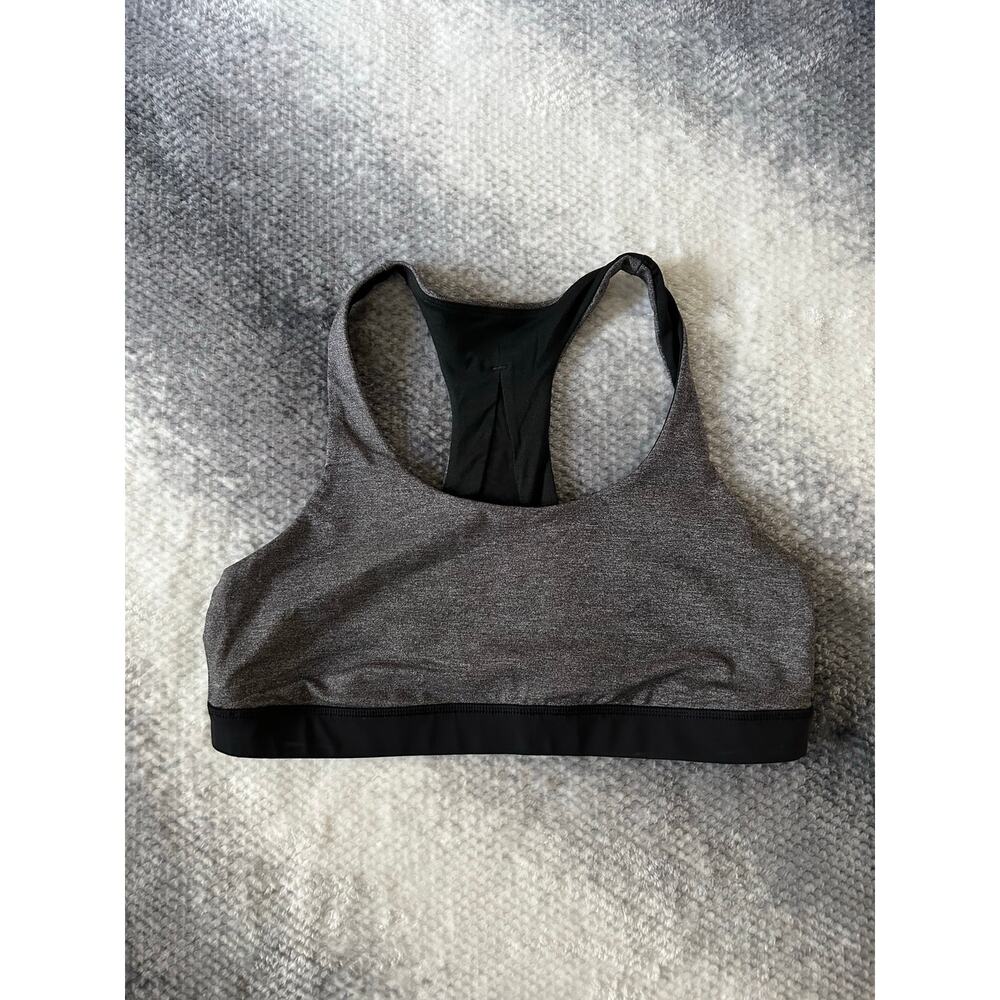 Lululemon Invigorate Bra Heathered Black Mesh Racerback Medium Support 12 Large